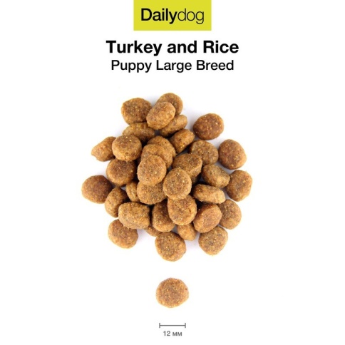 Сухой корм Dailydog Puppy Large Breed Turkey and Rice для щенков крупных пород с индейкой и рисом 12 кг фото 1