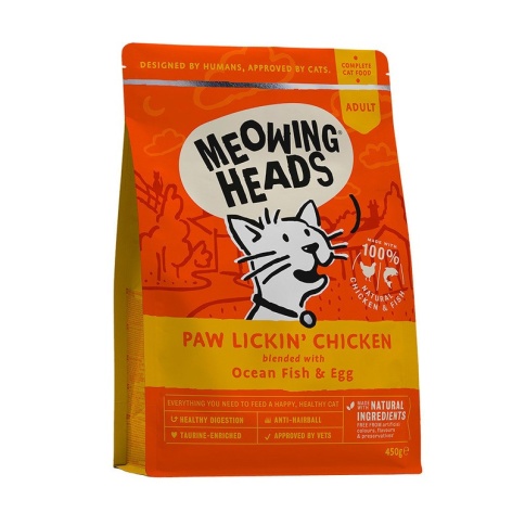 Сухой корм Meowing Heads Paw Lickin’ Chicken для взрослых кошек с курицей и рисом - 450 г фото 1