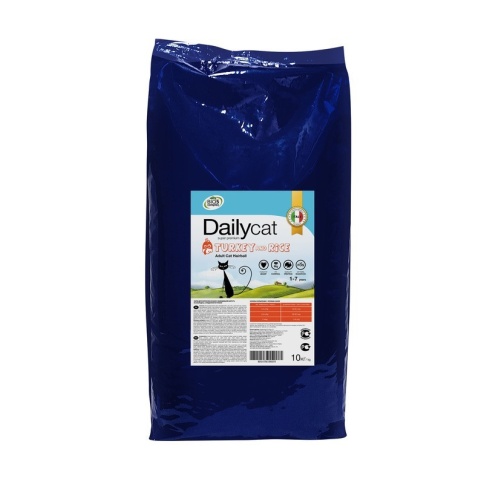 Сухой корм Dailycat Adult Hairball Turkey and Rice для взрослых кошек для вывода шерсти из желудка с индейкой и рисом 1.5 кг фото 1