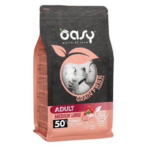 Oasy Dry Dog Grain Free Adult Medium сухой беззерновой корм для взрослых собак средних пород с индейкой - 12 кг фото 1