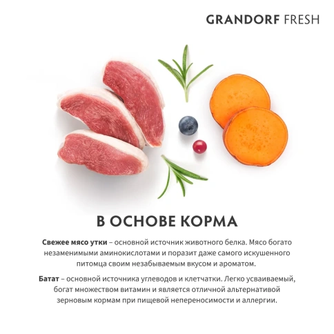 Сухой корм Grandorf Fresh беззерновой утка с бататом для взрослых собак средних и крупных пород, 10 кг фото 3