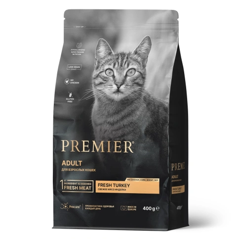Сухой корм Premier Cat Turkey ADULT для взрослых кошек свежая индейка индейка 400 г фото 1