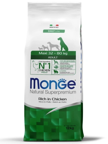 Сухой корм Monge Natural Maxi Adult с курицей для взрослых собак крупных пород, 12 кг фото 1