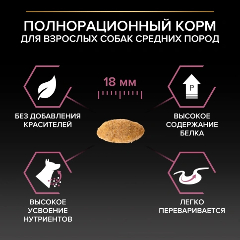 Сухой корм Purina Pro Plan Sensitive Skin для взрослых собак средних пород, с лососом, 3 кг фото 3