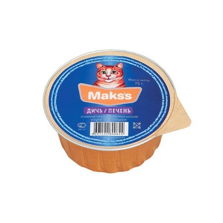 Влажный корм Maks's для кошек с дичью и печенью - 75 г фото 1