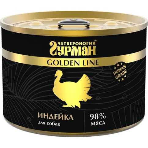 Четвероногий Гурман Golden line консервы для собак с индейкой - 525 г фото 1