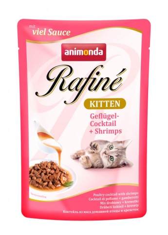 Animonda Паучи Rafine Soupe Kitten коктейль из мяса домашней птицы и креветок для котят 100 г фото 1