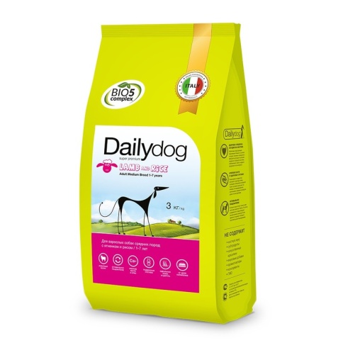 Сухой корм Dailydog Adult Medium Breed lamb and rice для взрослых собак средних пород с ягненком и рисом 3 кг фото 2