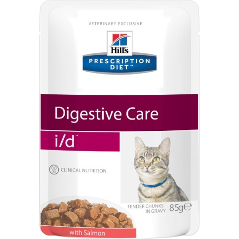 Влажный диетический корм для кошек Hill's Prescription Diet i/d Digestive Care при расстройствах пищеварения, жкт, с лососем - 85 г фото 2