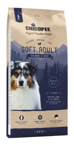 Chicopee CNL Soft Adult Salmon & Rice полувлажный корм для взрослых собак всех пород с лососем и рисом - 15 кг фото 1