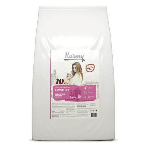 Сухой корм Karmy Sensetive для взрослых кошек с чувствительным пищеварением с индейкой 1.5 кг фото 1