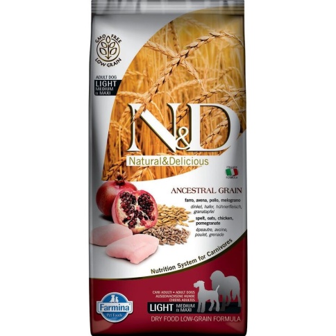 Farmina N&D Ancestral Grain Dog Light Adult Medium & Maxi сухой низкозерновой корм для собак средних и крупных пород с курицей - 12 кг фото 1