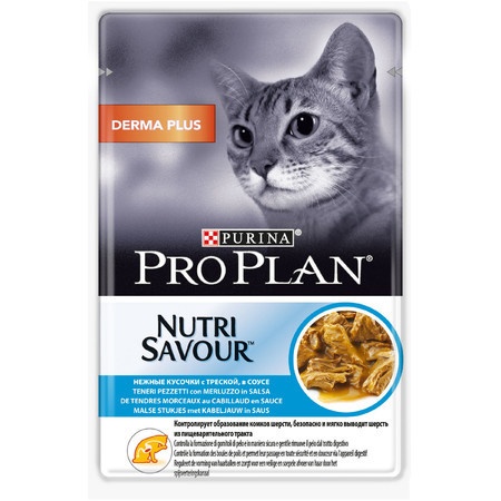 Влажный корм Purina Pro Plan Derma Plus для взрослых кошек с чувствительной кожей с треской - 85 г фото 1