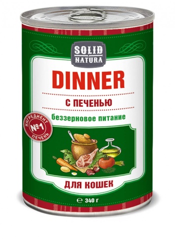 Solid Natura Dinner Печень влажный корм для кошек в жестяной банке 340 г фото 1