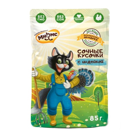 Мнямс Кот Федор влажный корм для взрослых кошек с индейкой "Фермерская ярмарка" - 85 г фото 1