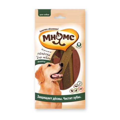 Мнямс лакомство Мясные полоски ассорти для собак - 10 г х 12 шт фото 2