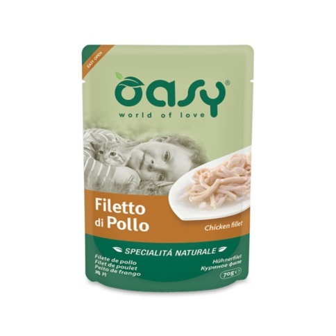 Oasy Wet cat Specialita Naturali Chicken дополнительное питание для кошек с курицей в паучах - 70 г фото 1