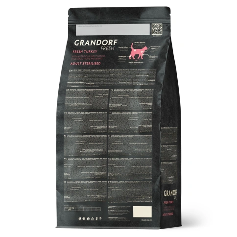Сухой корм Grandorf Fresh Cat для стерилизованных кошек диетическая формула для особо аллергичных кошек индейка с бататом 2 кг фото 2
