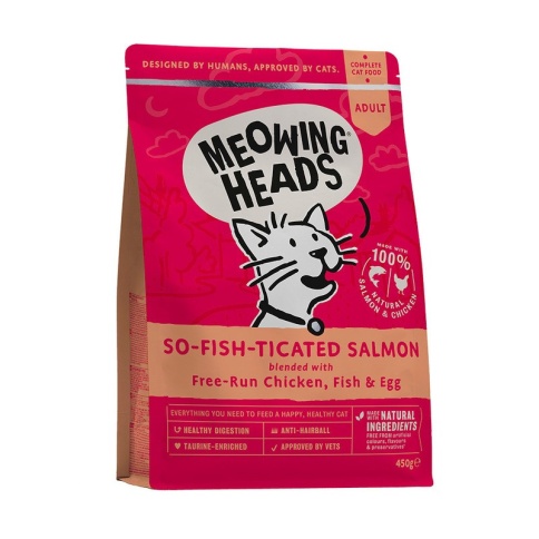 Сухой корм Meowing Heads So-fish-ticated Salmon для взрослых кошек с лососем, курицей и рисом - 450 г фото 1