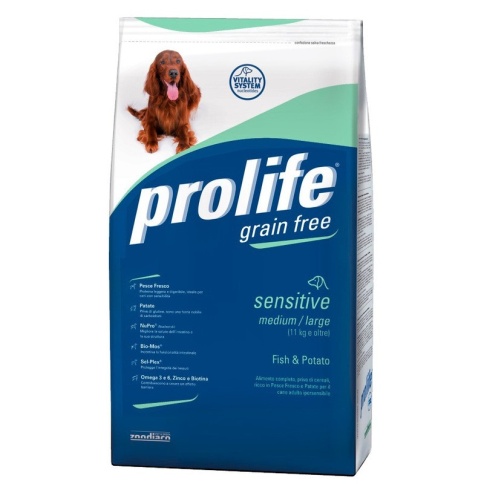 Prolife Dog Adult Medium/Large Sensitive беззерновой сухой корм для гиперчувствительных собак средних и крупных пород с рыбой и картофелем 12 кг фото 1