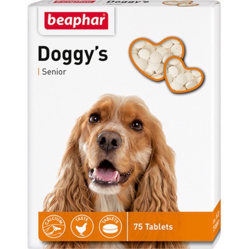 Лакомство Beaphar Senior Doggy`s для собак старше 7 лет минеральное с L-карнитином - 75 таблеток фото 2