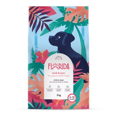 Florida сухой корм для щенков средних пород с ягненком и грушей 3 кг фото 1