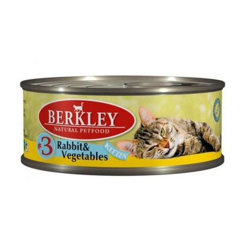 Berkley Kitten Rabbit & Vegetables № 3 паштет для котят с натуральным мясом кролика, овощами, маслом лосося и ароматным бульоном - 100 г фото 2
