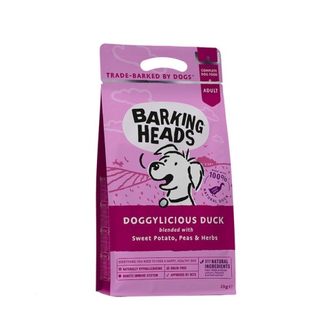 Сухой беззерновой корм Barking Heads Doggylicious Duck для взрослых собак с уткой и бататом - 2 кг фото 1