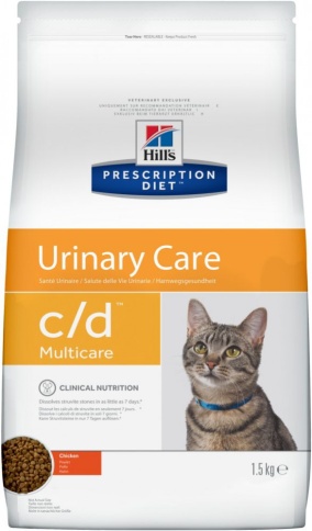 Hill's Prescription Diet c/d Multicare Urinary Care корм для кошек диета для поддержания здоровья мочевыводящих путей курица 1,5 кг фото 1