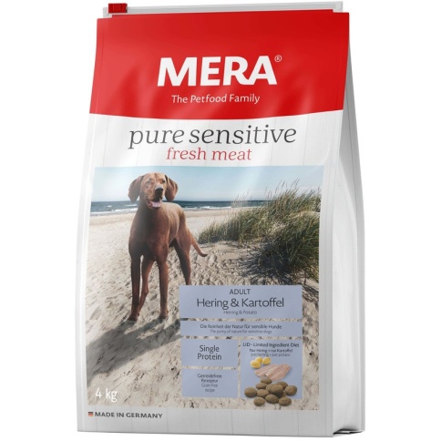 Mera Рure Sensitive Adult Hering & Kartoffel сухой корм для взрослых собак с сельдью и картофелем - 4 кг фото 2