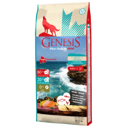 Genesis Pure Canada Blue Ocean Adult для взрослых собак всех пород с лососем, сельдью и курицей - 11.79 кг фото 1