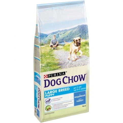 Purina Dog Chow Puppy Large Breed для щенков крупных пород до 2 лет с индейкой - 14 кг фото 1