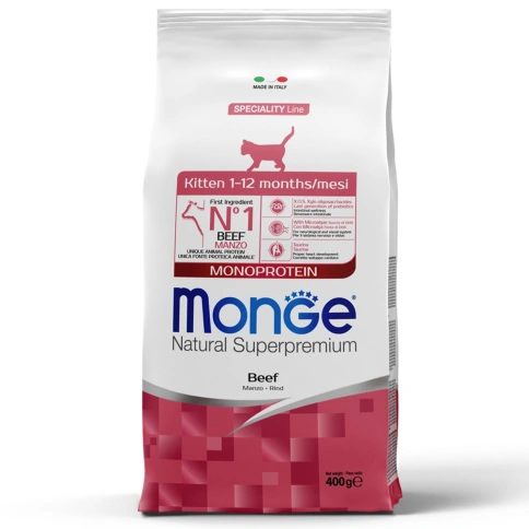 Сухой корм Monge Monoprotein Kitten с говядиной для котят и беременных кошек, 400 г фото 1