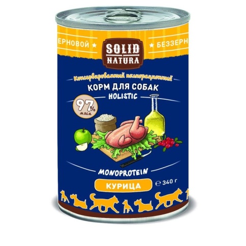 Solid Natura Holistic с курицей для собак 340 г фото 1