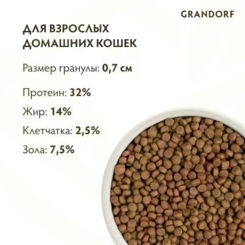 Сухой корм Grandorf Holistic Adult Indoor 4 вида мяса с пробиотиками для кошек, 2 кг фото 14