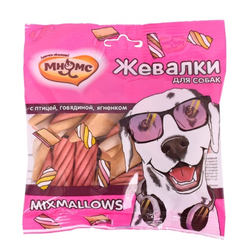 Мнямс лакомство Mixmallows жевалки для взрослых собак и щенков с птицей, говядиной и ягненком - 150 г фото 1