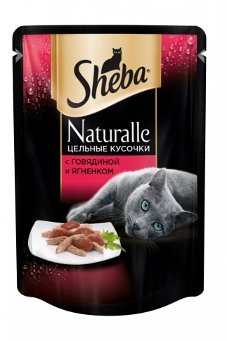 Sheba Naturalle влажный корм в паучах для кошек с говядиной и ягненком 80 г фото 1
