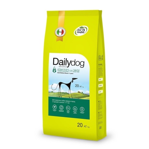 Сухой корм Dailydog Adult Medium Breed для взрослых собак средних пород с курицей и рисом 20 кг фото 1