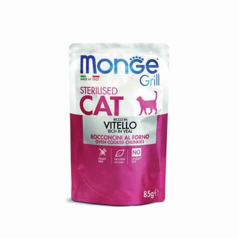Влажный корм Monge Cat Grill для стерилизованных кошек с итальянской телятиной - 85г фото 1