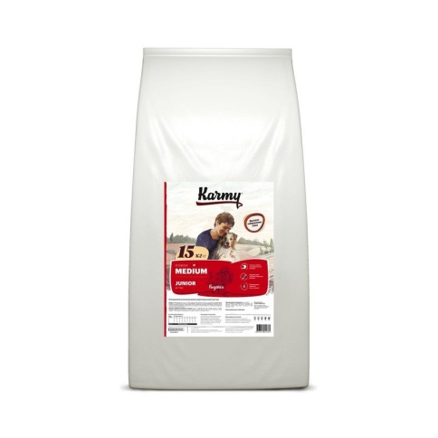Сухой корм Karmy Medium Junior для щенков средних пород с индейкой 15 кг фото 1