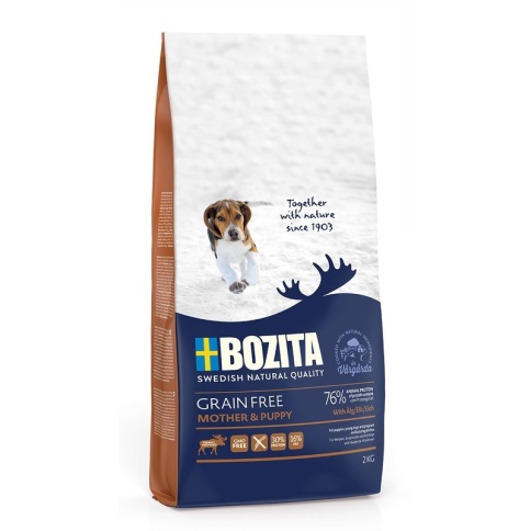 Bozita Grain Free Mother & Puppy, Elk 30/16 сухой корм беззерновой для щенков и юниоров всех пород, беременных и кормящих сук с лосем - 2 кг фото 1