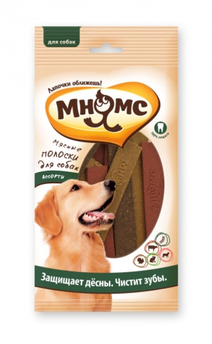 Мнямс лакомство Мясные полоски ассорти для собак - 10 г х 12 шт фото 1
