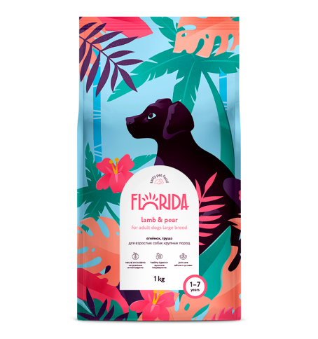 Florida сухой корм для взрослых собак крупных пород с ягненком и грушей 1 кг фото 1