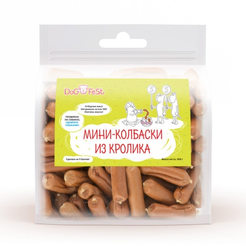 Dog Fest Мини-колбаски из кролика для собак 500 г фото 1