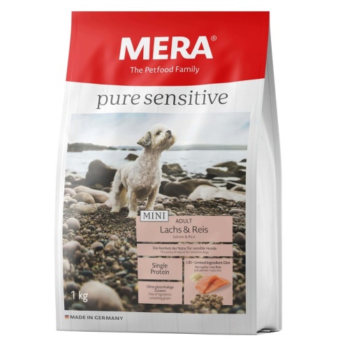 Сухой корм Mera Pure Sensitive Mini Adult Lachs & Reis для взрослых собак мелких пород с лососем и рисом 1 кг фото 2