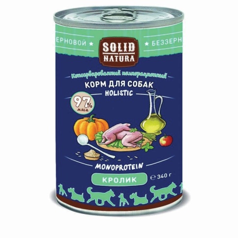 Solid Natura Holistic с кроликом для собак 340 г фото 2