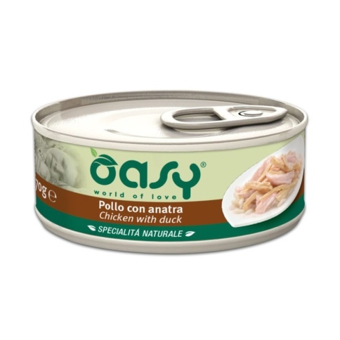 Oasy Wet cat Specialita Naturali Chicken Duck дополнительное питание для кошек с курицей и уткой в консервах - 70 г фото 1