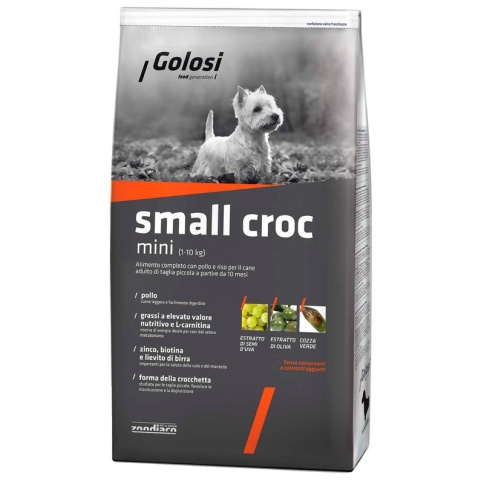 Golosi Dog Adult Small Croc сухой корм для собак мелких и миниатюных пород с курицей и рисом - 12 кг фото 2