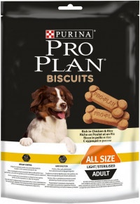 Pro Plan Biscuits Light Sterilised лакомство для склонных к избыточному весу или стерилизованных собак, с курицей и рисом -400 г фото 1