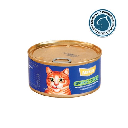 Влажный корм Maks's для кошек с кроликом и сердцем - 325 г фото 1